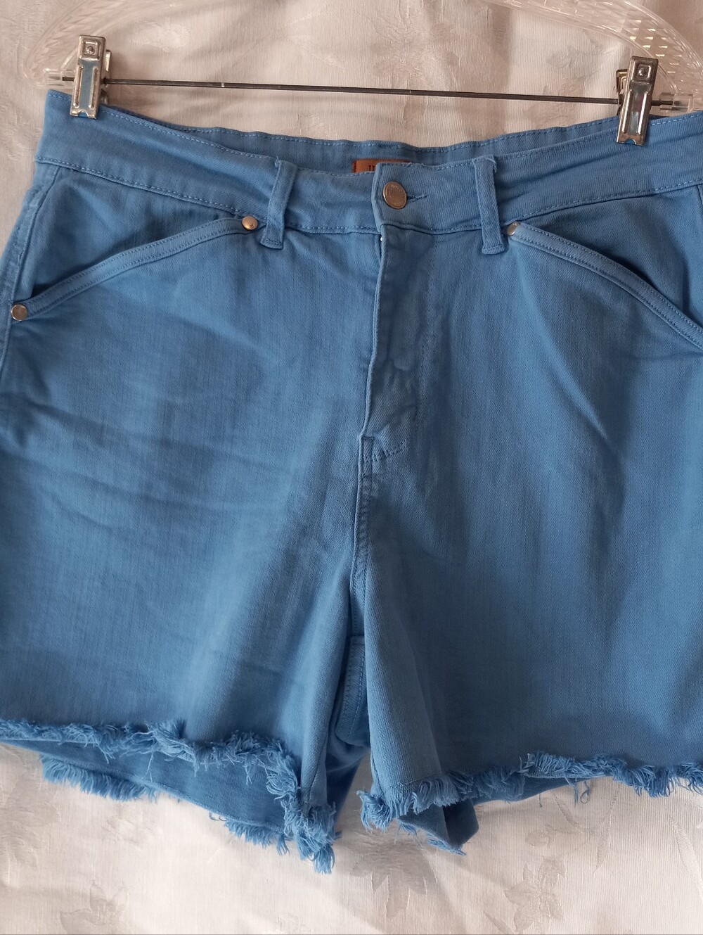 Judy Blue Sky Blue Distressed Hem High Waist Denim Shorts Size 1XL